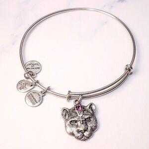 Alex and Ani Wild Heart Panther Charm Bracelet with Pink Crystal Accent